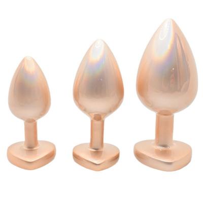 New Shiny Heart Stimulator Prostate Massager Dildo  Metal Anal Butt Plug For Men Women