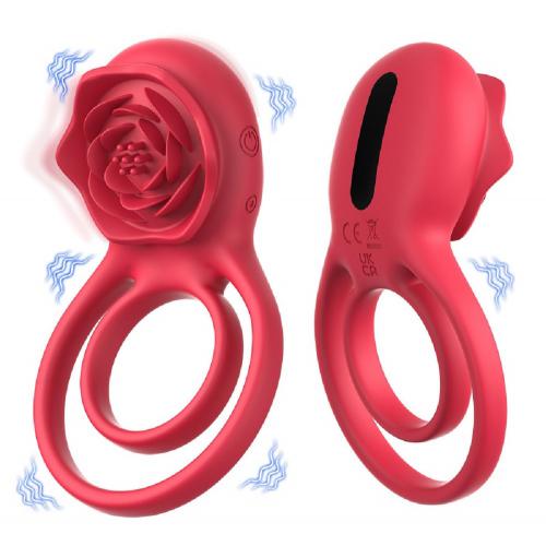 Penis Ring Rose  Vibrator Lock Rings Nipple Clitoris Stimulator Vibrators  For Couple Delay Lick Vagina