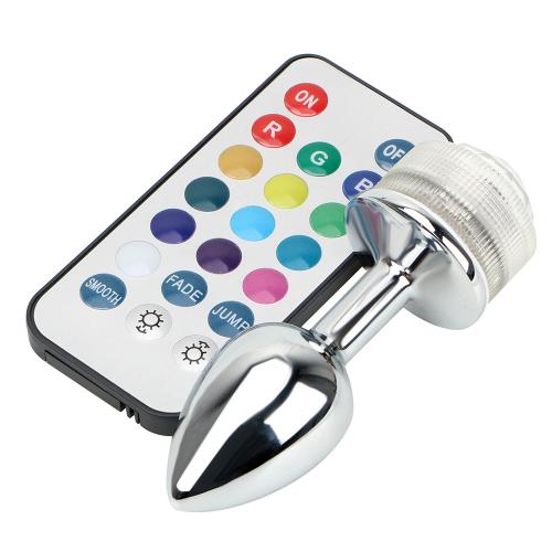 Popular Color Changing Anus Enlarge Anal Butt Plug With Remote Light Up Led Lights