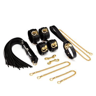 Real Leather Bdsm   Tool Kits Bondage Genuine Handcuffs Ankle Cuff Whips Restraint Set Collar Shackles