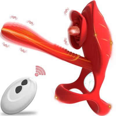 Remote Control Couple Delay Lick Vagina Penis Ring Vibrator Lock Cock Rings For Man  Couples