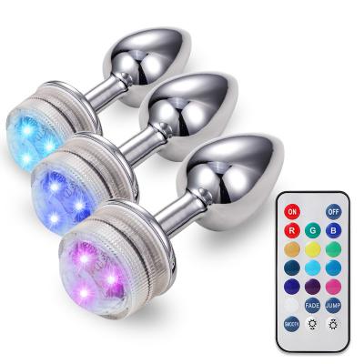 Remote Control No Vibrator Led Light Metal Butt Anal Plug Prostate Massager  For Women Men