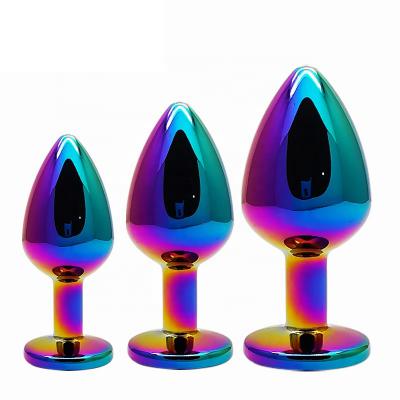 S Middle Size Metal Plug Anal Sex Rainbow Jewel Butt   For Men Women Erotic