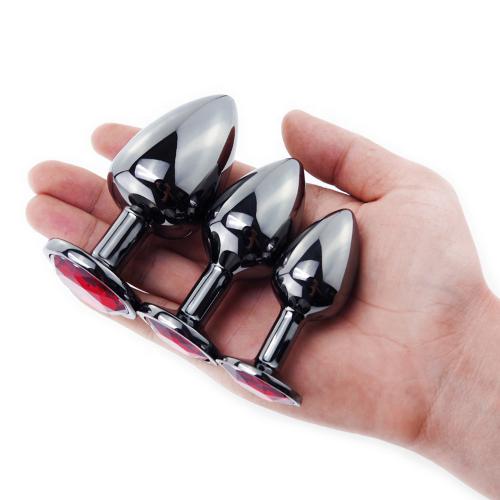 Sex  Gunmetal Jewelry Metal Anal Plug Butt Set 3 Different Sizes