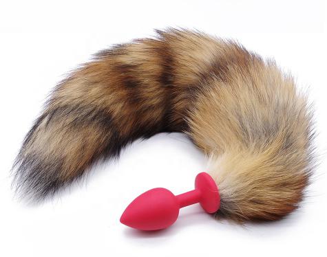 Real Fox Fur Tail Anal Plug For Woman Cosplay Fox Sexy Silicone Butt