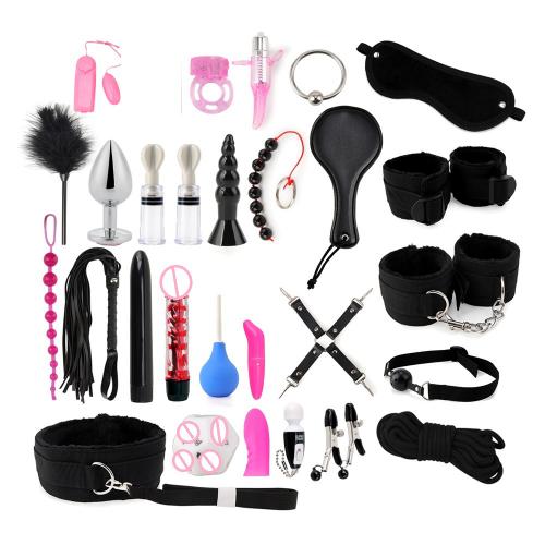 Sexy   Sm Game Bdsm Bondage Set Handcuffs Ball Mouth Plug Nylon Whip Kit For Couple