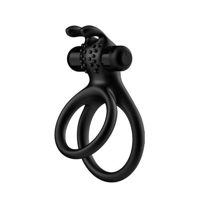 Silicone Dual Vibrator Cock Penis Ring Delay Ejaculation  For Men Couple Sexual