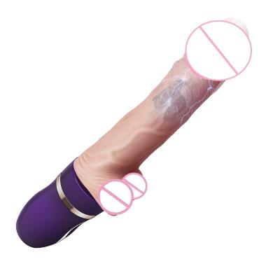 Telescopic G Spot Clitoris Clitoral Stimulation Artificial Heating Thrusting Dildo Vibrator  For Woman