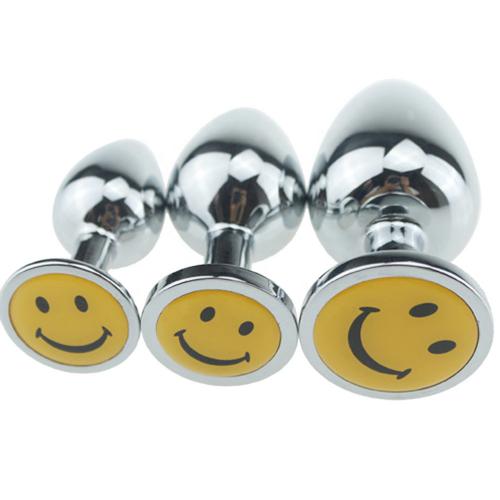 Three Sizes Smiling Face Stainless Steel Anal Plugs   Prostate Massage  Butt