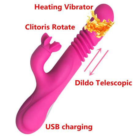 10 Speed Heatable Stretchable Dildo Vibrators Usb Rechargeable Clit Rotate Stroke Sex Machine G-spot Vibrator For Women Lesbian