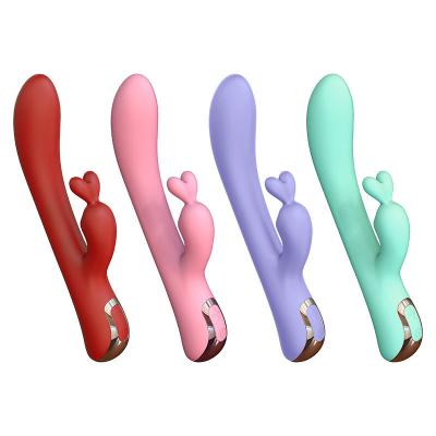10 Vibration Modes Usb Rechargeable Waterproof Double Silicone G Spot  Dildo Rabbit Vibrator For Women