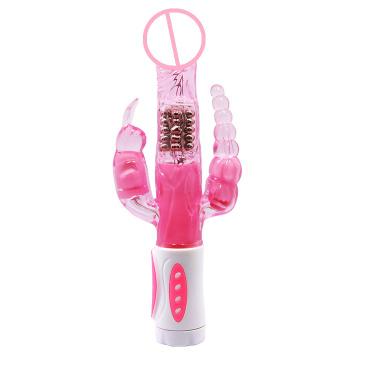 Double Vibrators Women Rotating Vibrating Clitoris Vagina Rabbit Dildo Vibrator  For Woman