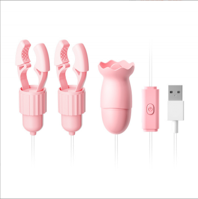 Nipple Clamp Vibrator Breast Massage Tongue Licking Sucking Vibrating Clit Stimulator Female Masturbator   For Women