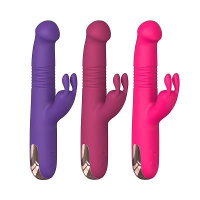 Realistic Big Female Pussy Vagina G Spot Rotating Thrusting Telescopic Rabbit Vibrator  For Women