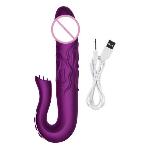 Telescopic Rotation G-spot Massage Vagina Clitoris Stimulator Tongue Licking Dildo Vibrator  For Women