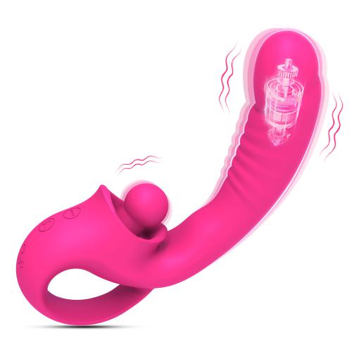 Wholesale Dual Motor Vibrating Masturbator Tongue   G Spot Clitoral Female Vibrator