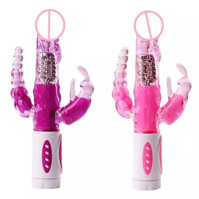 Woman Masturbator Vagina Massager G Spot Female  Rotating Double Head Dildo Triple Rabbit Vibrator