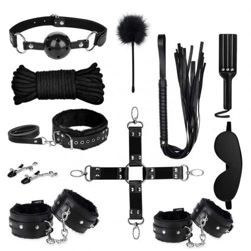 11-piece Bdsm Leather Bondage Set  Restraint Kits For  Women And Couples