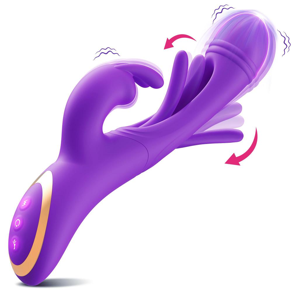4in1 Rabbit Vibrators Set Usb Powered Flapping & Tapping Bunny Dildos 12 Modes   For Women Couples