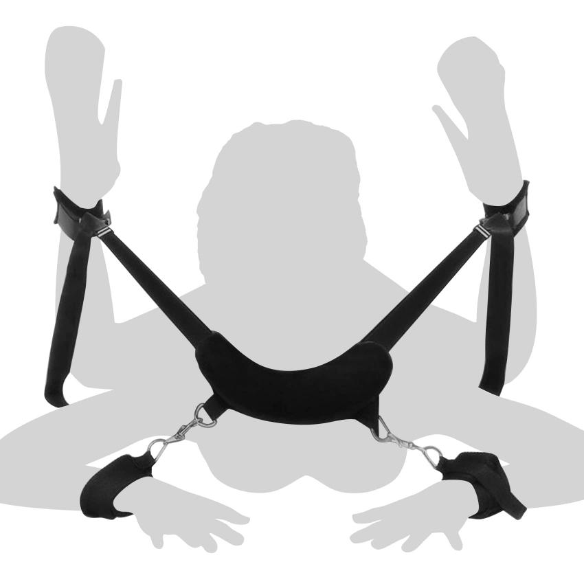 Bdsms Leather  Sm Harness Wrist Leg Restraint Straps And Hand Ankle Cuffs Bed Play Bondage Kit For Couples