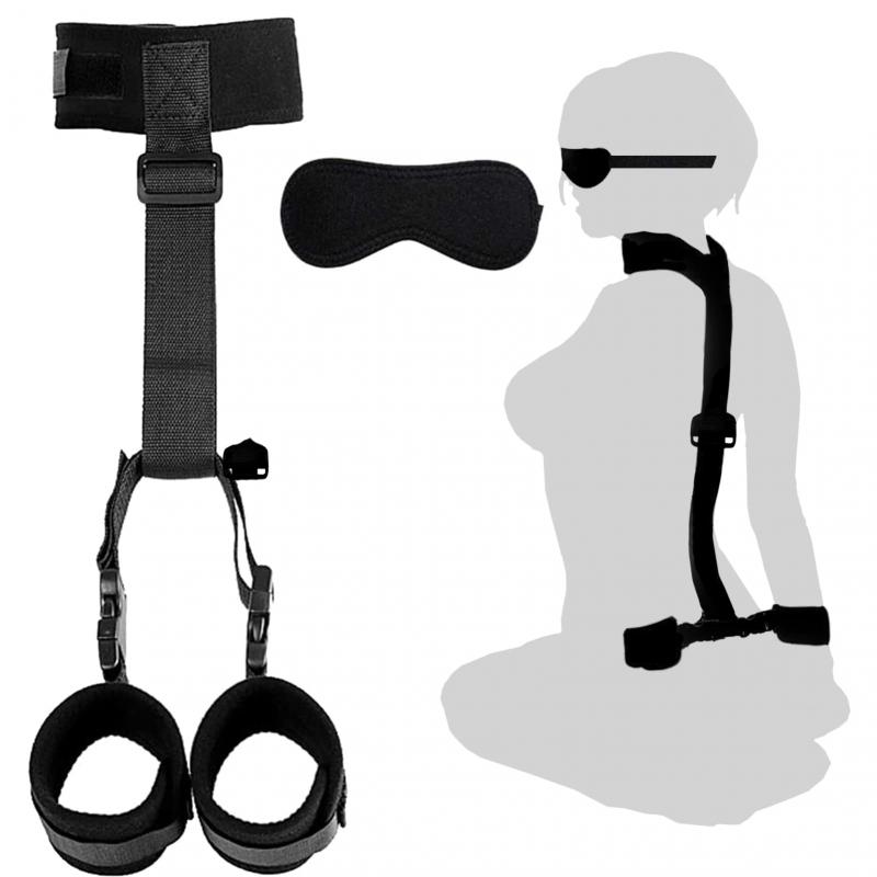 Stainless Steel Bdsm Bondage Gear Set   Collar Handcuffs Wrist Restraints With Blindfold For Couples