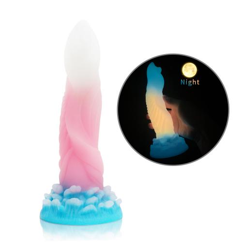 8 Inch Soft Silicone Pussy Luminous Dildo Suction Cup Long Anal Plug  Men Women Pink Liquid Monster Type