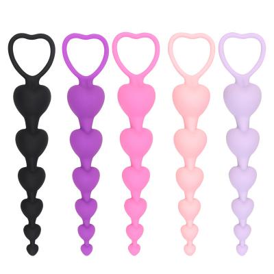 Hot Selling Heart-shaped Silicon Butt Beads Anal Plug Sex Gay   For Dilator Masturbating