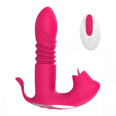 New Female Wearable Wireless Remote Control Telescopic Tongue Licking Vibrator   Wholesale For Foreign Trade