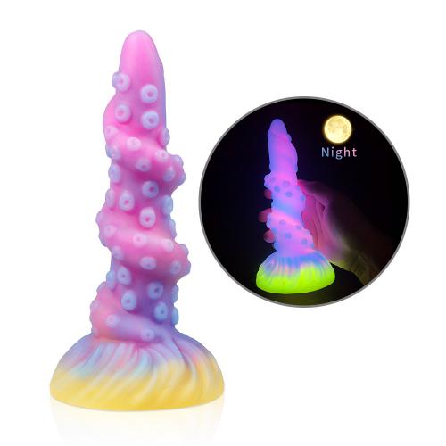 Super Soft Glowing Silicone Dog Dildo Monster Suction Cup   For Men And Women