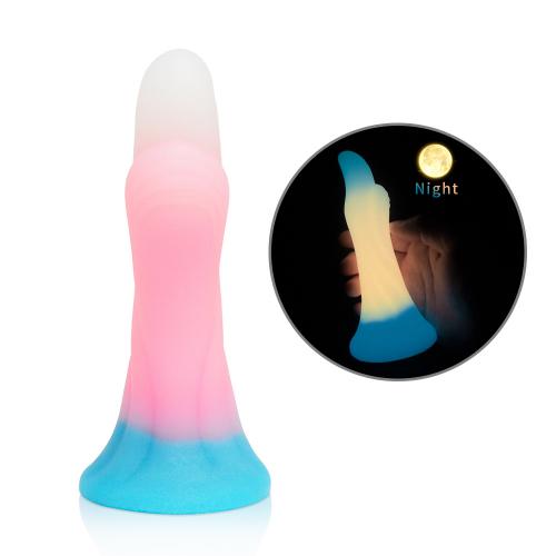 Trendy Design Fluorescent Light-up Silicone Dildo  Unisex  Suction Cup Sex
