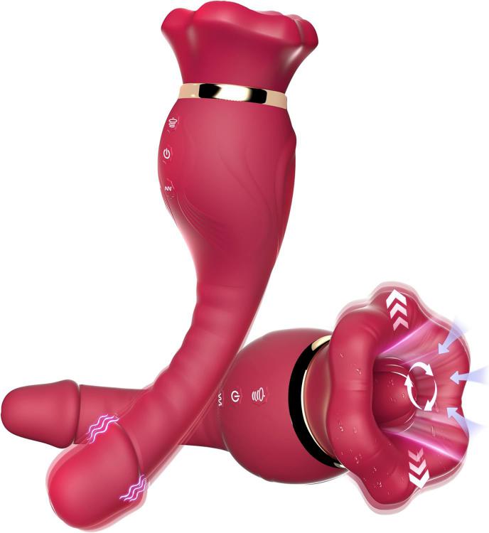 Usb Powered Rose Vibrator Nipples Clitoris Stimulator G-spot Clitoral Dildo Tongue-licking Thrusting  At Factory Prices