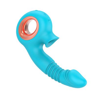 Usb Powered Telescopic Dildo Vibrator With Female Sucker Panty & Rose For Masturbation