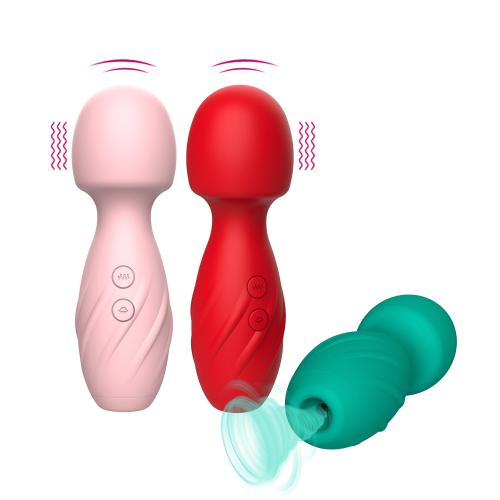 Waterproof Quiet Rechargeable Mini Wand Massager 10 Frequency Vibration With Wireless Sucking Handheld Masturbator