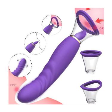 3 In 1 Clitoris Stimulator Dildo Vibrator Nipple Sucking Female Masturbation Vibrating Sucker Tongue Licking