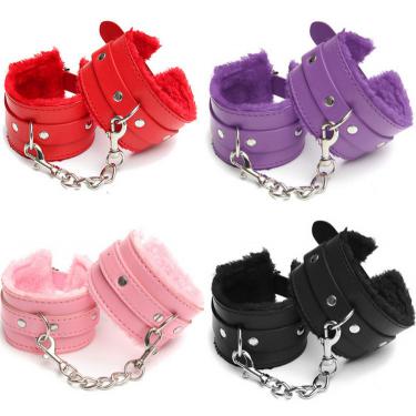Factory Pu Leather Restraint Sexy Handcuffs With Fur Sex Male Bondage Noverty Fetish Bdsm Games Of Desire Furry
