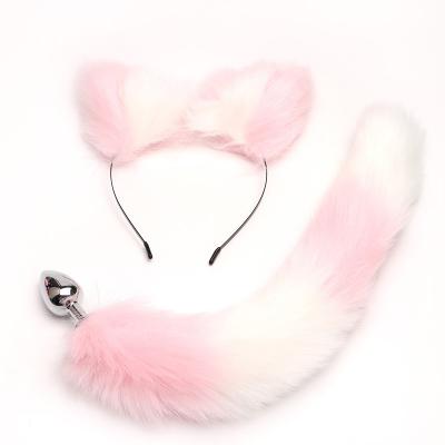 Fox Tail Clip Ears Butt Plug Anal  Set Training Analplug Couple Game Play Sexy Plush Cat Ear Headband Women