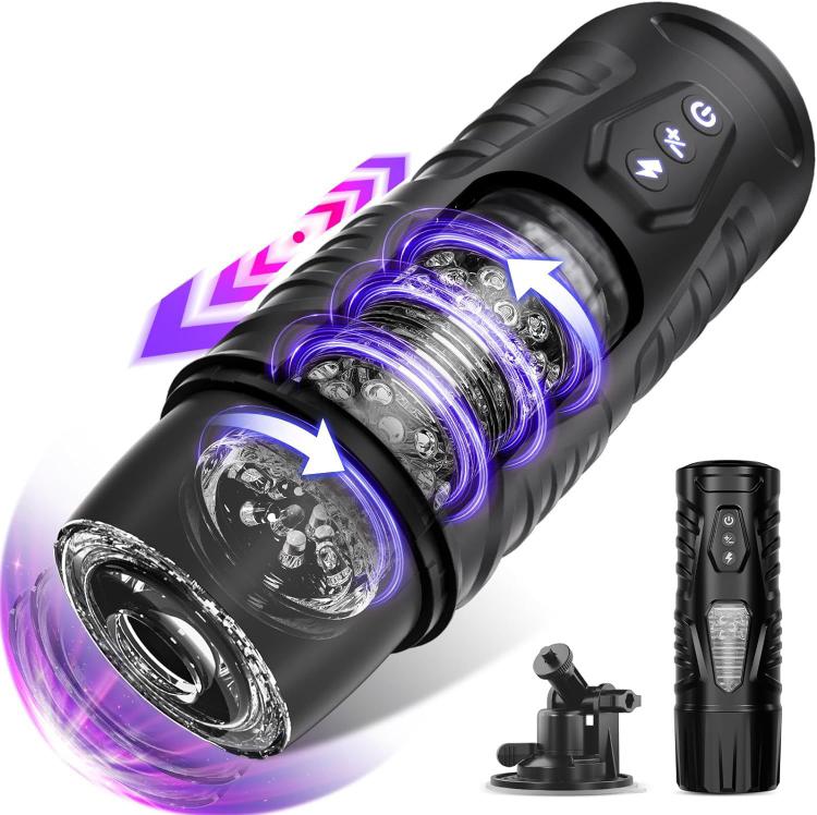 Men's Rotating Retractable Airplane Cup Oral Sex Penis Exerciser  For Male Masturbation