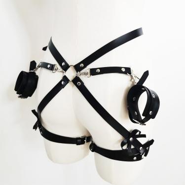 Sexy Punk Harness Bondage Strap Body Chain Bdsm Handcuffs Leather Garter Belt For Fetish