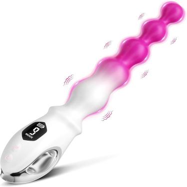 Strong Vibration Bead Anal Butt Plug For Prostate Stimulation Orgasm Rotating Vibrating Silicone Massager