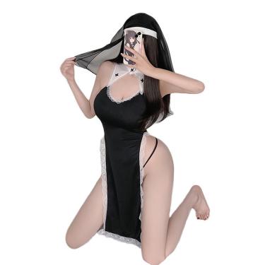 Valentine's Day Sexy Women's Underwear Deep-v Lace Cosplay Game Nun Uniform Role-playing Lingerie