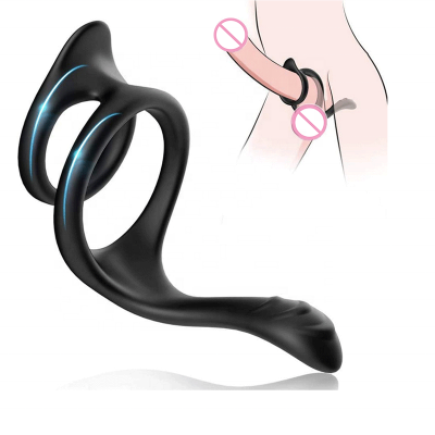 Dual Enhancement Ring Penis Cock Sleeve Rubber Reusable  For Men  Couple Delay Ejaculation Stronger Erection