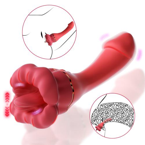 Female   Fully Automatic 10 Speed Vibrating Realistic Red Lips Masturbator With Tongue Licking And Biting Pleasure Fun