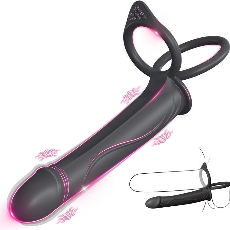 Hongtian Electric Men's Double-yang Locking Sperm Ring Vibrating Multiple Use Masturbator To Enhance Couples' Sex Experience