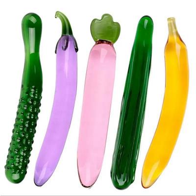 Love Hot Selling 5 Types Vegetable Crystal Glass Dildo Anal Plug Cucumber Female Masturbation