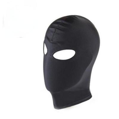 Mask  Full Face Men's Head Cover Open Mouth Emotional Bondage Kit Sexy Black Cloth False Lady