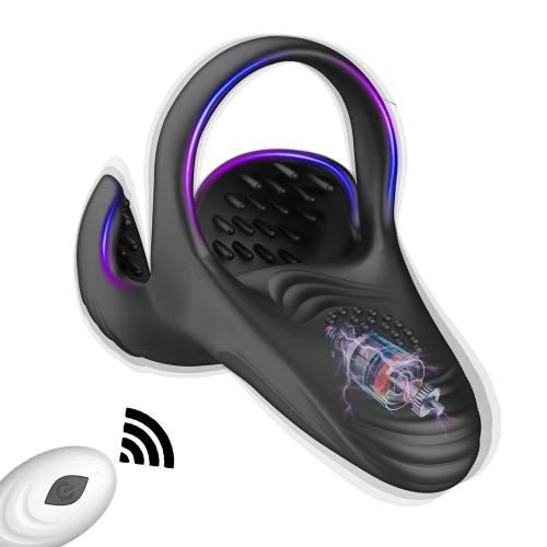 Men's Chastity Belt Masturbator Cock Ring Delayed Ejaculation And Testicle Vibrator  For Enhanced Sensation