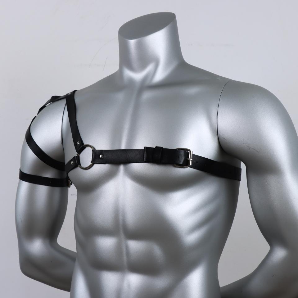 Men's Macho Leather Suspenders Cross-border Savage Cross Chest Petal Shoulder Straps Sexy Bondage Gear In Stock