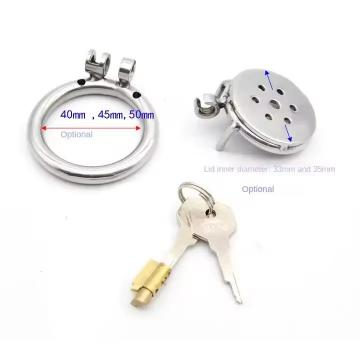 Men's Stainless Steel Flat Chastity Lock Cage With Exquisite Workmanship Anti-escape Sex