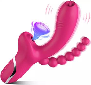 New Arrival   Multi Design 3 In 1 Clit Stimulation Dildo Licking Sucking Rabbit Anal Beads Vibrator