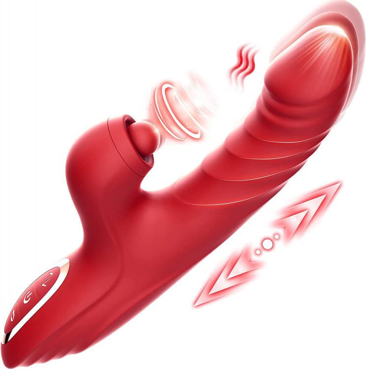 New Arrival  For Women Rabbit Vibrator 10 Vibrating 7 Thrust Modes Clit Licking Thrusting